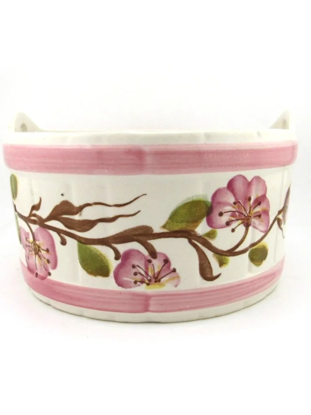 Vtg Hand Painted Floral Pottery Planter Vase Pot Portugal FTD Cottagecore